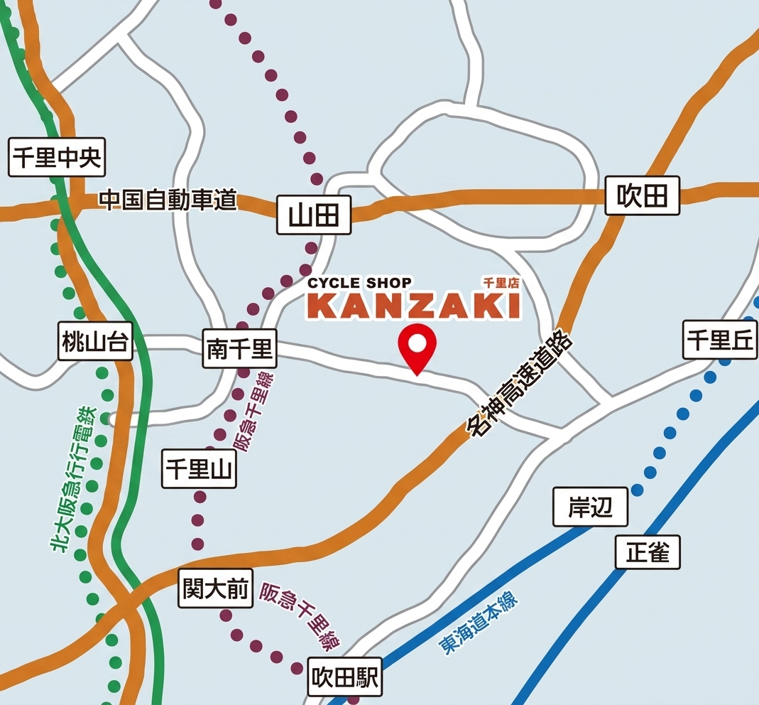 カンザキサイクル千里店のアクセスマップ